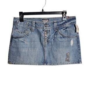 NWT Y2K 2000s Maurices Kali Denim Micro Mini Skirt Distressed Women Sz 11